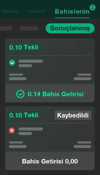 Bahislerim Kaybedilmiş Bahis Örneği